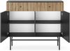 AX LIVING Kommode modern Dinley 104 cm Schwarz mit Eiche-Riffeloptik Bild 3