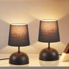 ZMH Nachttischlampe 2er Set Tischlampe mit Kabel - Tischleuchte Schwarz Klein Nachtlampe Schlafzimmer Stoff Bettlampe Modern Design Schreibtischlampe für Wohnzimmer Büro Bett Tisch Fenster Hotel Bild 2
