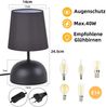 ZMH Nachttischlampe 2er Set Tischlampe mit Kabel - Tischleuchte Schwarz Klein Nachtlampe Schlafzimmer Stoff Bettlampe Modern Design Schreibtischlampe für Wohnzimmer Büro Bett Tisch Fenster Hotel Bild 3