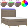 vidaXL Boxspringbett mit Matratze & LED Taupe 140x190 cm Stoff 3138873 Bild 2