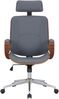 Bürostuhl Chefsessel KINGO - 118x70x70, Walnuss/Grau Kunstleder Metall Gestell ergonomische Bürostühle Homeoffice Stuhl mit Rollen Bild 2