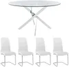 Vente-unique - COSIMA Essgruppe Glas TransparentSilberfarben - B 140 cm x H 77 cm x L 140 cm Bild 2