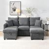 U-Form-Ecksofa mit 2 Staufußhockern, 52x52 cm – Chenille, Schlaffunktion, 500 kg Belastbarkeit Bild 3