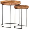 2-tlg. Couchtisch-Set, Sofatische Massivholz Akazie und Stahl Bild 2