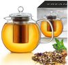 Creano Teekanne Creano Teekanne aus Glas 1,3l, 3-Teilige Glasteekanne mit Integriertem, (1er-Set, 2-St), tropffrei Bild 2