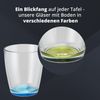 Peill+Putzler Germany 6er Set Trinkgläser mit buntem Boden, 340 ml Volumen, mehrfarbige Trinkbecher, Wassergläser in 6 Farben, Coctailgläser, spühlmaschinengeeignet & pflegeleicht Bild 2