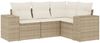 vidaXL 4-tlg. Garten-Sofagarnitur mit Kissen Beige Poly Rattan 3222507 Bild 2