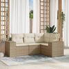 vidaXL 4-tlg. Garten-Sofagarnitur mit Kissen Beige Poly Rattan 3222507 Bild 1
