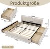 Doppelbett 140x200 cm mit 4 Schubladen, USB- und Typ-C-Anschluss, Chenille in Beige Bild 3