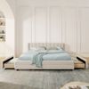 Doppelbett 140x200 cm mit 4 Schubladen, USB- und Typ-C-Anschluss, Chenille in Beige Bild 2