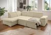 Ecksofa Schlaffunktion Stauraum Kopfstütze Couch Ottomane links Cord Beige Grau Bild 3