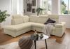 Ecksofa Schlaffunktion Stauraum Kopfstütze Couch Ottomane links Cord Beige Grau Bild 2