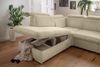Ecksofa Schlaffunktion Stauraum Kopfstütze Couch Ottomane links Cord Beige Grau Bild 5
