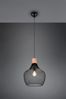 Vintage LED Pendelleuchte Drahtgeflecht Schwarz mit Holz Ø 33cm Bild 4