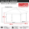 BRAST 'Infinity' Pavillon inkl. Moskitonetz, wasserdicht, stabil, UV-Schutz, Aluminium, Grau, 4x4 m Bild 2