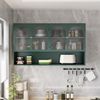 Celya Wandhängeschrank 120 cm vier Türen Glas Wandschrank Aufbewahrung, Wandmontage, geeignet für Küche, Wohnzimmer, Badezimmer, Dunkelgrün Bild 5