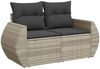 vidaXL 6-tlg. Garten-Sofagarnitur mit Kissen Hellgrau Poly Rattan 3221431 Bild 5
