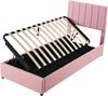 Kinderbett 90×200 cm mit Stauraum, höhenverstellbarem Kopfteil und Rausfallschutz-Optik, Rosa Bild 4