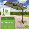 tillvex® Alu Sonnenschirm Rechteckig Ø 330 cm Braun + Abdeckung mit Kurbel | Ampelschirm Eckig mit Ständer & Windschutz | Gartenschirm UV-Schutz Aluminium | Kurbelschirm Marktschirm wasserdicht 360° drehbar Bild 4