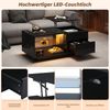Höhenverstellbarer Couchtisch, Wohnzimmertisch mit LED, Hochglanz-Couchtisch mit 1 Schublade, Sofatisch mit Trennwand aus gehärtetem Glas und verstecktem Stauraum, kann als Esstisch verwendet werden Bild 4