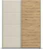 rauch Quadra, Kleiderschrank, Schiebetürenschrank, 2-türig, mit 2 Kleiderstangen und 4 Einlegeböden, Farbe Beige/Eiche Artisan, BxHxT 181x229x62cm Bild 2