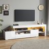 KLAM HOME Lowboard 192*37*53cm TV schrank mit 3 schränke (Fernsehschrank Mit LED, Hochglanz Lowboard und Fernsehtisch), TV-Board und TV-Kommode Geeignet für Fernseher um 85 Zoll, Weiß Bild 5