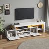 KLAM HOME Lowboard 192*37*53cm TV schrank mit 3 schränke (Fernsehschrank Mit LED, Hochglanz Lowboard und Fernsehtisch), TV-Board und TV-Kommode Geeignet für Fernseher um 85 Zoll, Weiß Bild 3