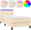 vidaXL Boxspringbett mit Matratze & LED Creme 100x200 cm Stoff 3133298 Bild 2