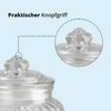 KHG Bonbonglas 15 cm Höhe, Kapazität 1 Liter, mit Deckel, Candy Bar Glas luftdicht, Vorratsglas Süßigkeiten, Bonbons & Cookies, Küchenglas geriffelt mit Knopfgriff Bild 4