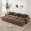 Modulares 3-Sitzer Sofa in Braun H 69 x T 293 x B 177 cm aus Cord, mit Schlaffunktion und 74 cm Sitztiefe Bild 2