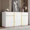 Luxuriöses Sideboard, Hochglanzlackierung, moderner Aufbewahrungsschrank, drei Türen und zwei Schubladen, geeignet für Wohnzimmer, Esszimmer und Eingangsbereich; minimalistisches Möbelstück. Bild 2