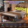 MSMASK Metallbett mit LED-Beleuchtung, Steckdose und 2 USB-Anschlüssen (Ohne Matratze), Bettgestell 120x200 cm in Braun mit Metall-Lattenrost Bild 4