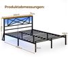 MSMASK Metallbett mit LED-Beleuchtung, Steckdose und 2 USB-Anschlüssen (Ohne Matratze), Bettgestell 120x200 cm in Braun mit Metall-Lattenrost Bild 2