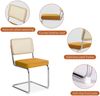 LVHOM Freischwinger 2er Set Esszimmerstuhl, Retro Küchenstuhl mit Chromgestell & Rattan-Rückenlehne, gepolsterter Samtsitz, stapelbar, moderne Wohnzimmerstuhl, Orange Bild 3