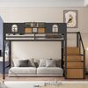 Hochbett 140x200 cm mit Stauraumleiter und Ablage – Metallbett in Schwarz Bild 2