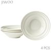 JIWOO Suppenteller 4er Ø21,2 cm, Speiseteller Pastateller Salatteller Dessertteller Plate, (4 St), Keramik Tellerset Weiß mikrowellen- und spülmaschinenfest Ø21,2 cm Bild 4