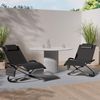KESSER® Relaxliege Liegestuhl | Gartenliege | Gartenstuhl | Klappstuhl faltbar | Schwungliege | Schaukelsessel | ergonomische Relaxsessel | wetterfest | 180 kg Belastung | 174 x 78 x 89 cm Anthrazit - mit Set Bild 2