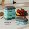 Cofi Brotdosen 3er-Set – Lunchbox / Frühstücksbox – BPA-frei, spülmaschinenfest, stapelbar, 1600 ml Türkis-Grau Bild 3