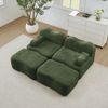 Ecksofa modular in Gruen, Samtbezug, rahmenloses Komfortsofa mit 2 Hockern und flexibler Wohnlandschaft,70x192x167 cm Bild 3