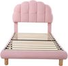Merax 90x200cm Einzelbett, Polsterbett, Holzlattenrost, Kreisvlies, Rosa Bild 5