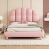 Merax 90x200cm Einzelbett, Polsterbett, Holzlattenrost, Kreisvlies, Rosa Bild 2