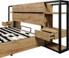 Holzbett Doppelbett 180x200 cm mit hydraulischem Stauraum, Kopfteil mit Schubladen und USB & Typ-C Ladeanschluss, Eichenfarbe Bild 3
