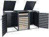 3er Mülltonnenverkleidung HWC-J81, Mülltonnenbox, erweiterbar, Metall 82kg, anthrazit ~ Buche-Holzoptik hellbraun Bild 5