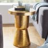 Design Beistelltisch 43 x 59 x 43 cm Aluminium Gold, Dekotisch orientalisch rund, Designer Ablagetisch Metall modern, Anstelltisch schmal , Kleiner Hammerschlag Abstelltisch Bild 2