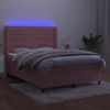 vidaXL Boxspringbett mit Matratze & LED Rosa 140x190 cm Samt 3139624 Bild 3