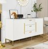 Sideboard weiß mit Fischgrätenmuster, 145x40x75 cm, 2 Türen & 3 Schubladen Bild 4