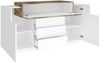 Dmora Kommode Arbon, Küchen-Sideboard mit 3 Türen und 3 Schubladen, Wohnzimmer-Buffet, 100 % Made in Italy, 160 x 45 x 86 cm, glänzendes Weiß und Ahorn, Bild 4
