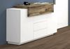Dmora Kommode Arbon, Küchen-Sideboard mit 3 Türen und 3 Schubladen, Wohnzimmer-Buffet, 100 % Made in Italy, 160 x 45 x 86 cm, glänzendes Weiß und Ahorn, Bild 2