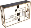DRW Konsole, Eingangsschrank, aus Metall und Glas, vergoldet, 120 x 28 x 80 cm, Gold, 120 x 28 x 80 cm Bild 1