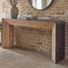 Konsolentisch HWC-L76, Telefontisch Beistelltisch Tisch, Industrial Massiv-Holz MVG, 80x120x40cm natur mit Metall-Optik Bild 1
